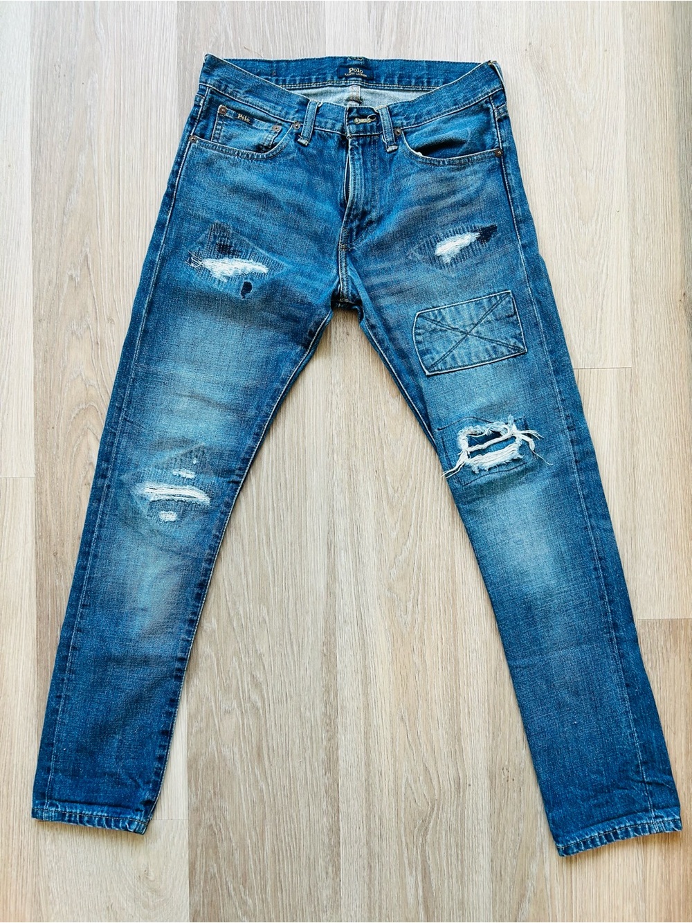 Polo Ralph Lauren Sullivan Slim Distressed Patch Jeans 30X32